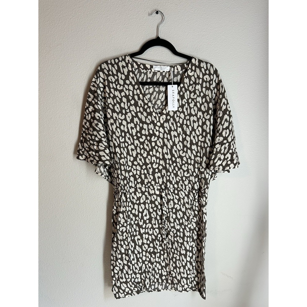 Women's Seafolly Australia kaftan swim coverup dress leopard print XS Luxury